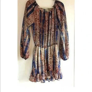 SHOW ME YOUR MUMU BALLOON LONG SLEEVE BOHO DRESS. SIZE M